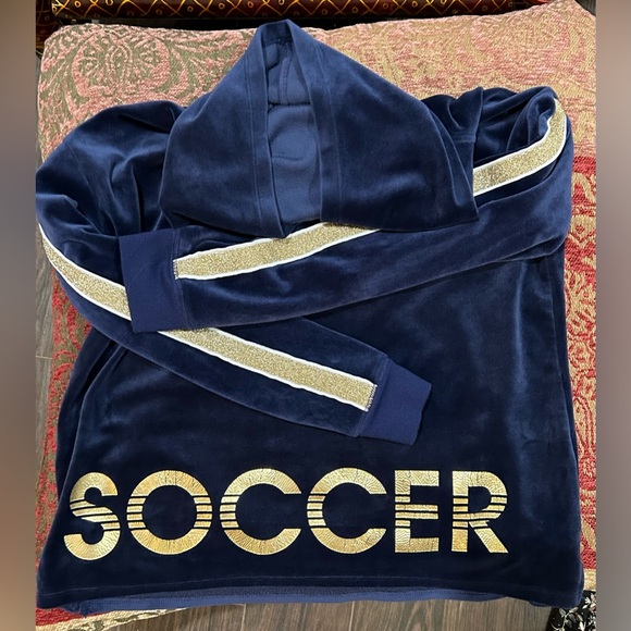 Justice Active, Soccer, Navy Blue Velour, Hoodie. Sz 14/16 - Picture 9 of 9